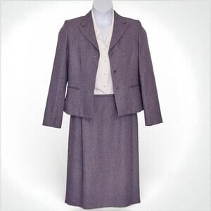 Le Suit Essentials Plum Textured Skirt Suit 10 Career Blazer Jacket Pockets Y2K